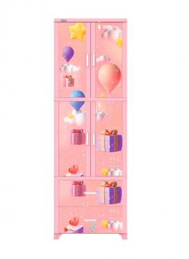 Tủ nhựa Wing 4 cánh 2 hộc - Hồng